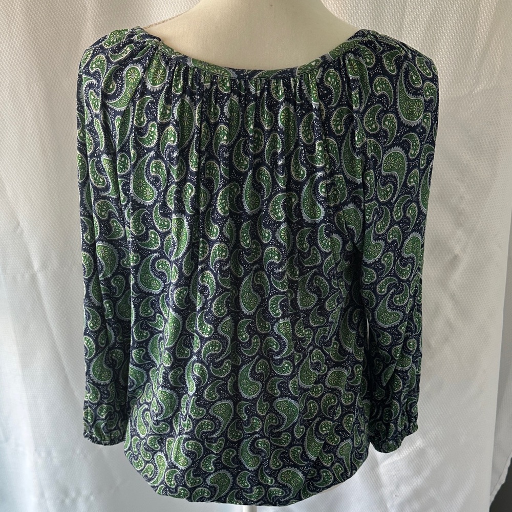Michael Kors Green & Navy Paisley Print Blouse - Picture 6 of 8